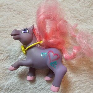 Vintage 1997 Meritus Lucky Ponies Fakie Purple Pink Heart Horse Toy